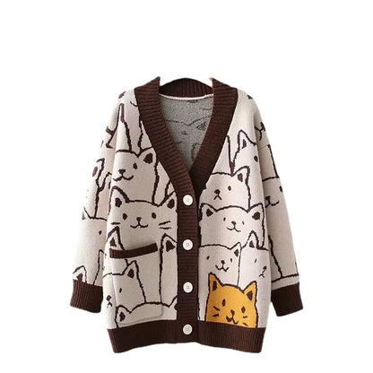 Kawaii Cat Knit Cardigan