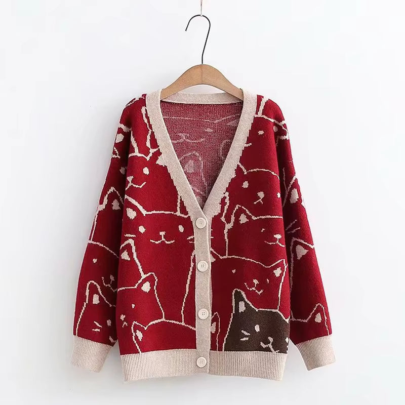 Kawaii Cat Knit Cardigan