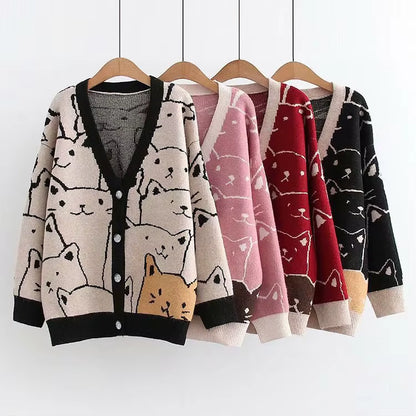 Kawaii Cat Knit Cardigan