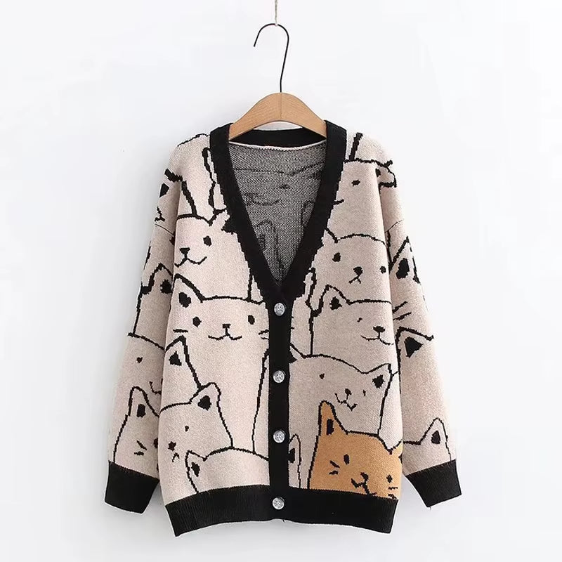 Kawaii Cat Knit Cardigan