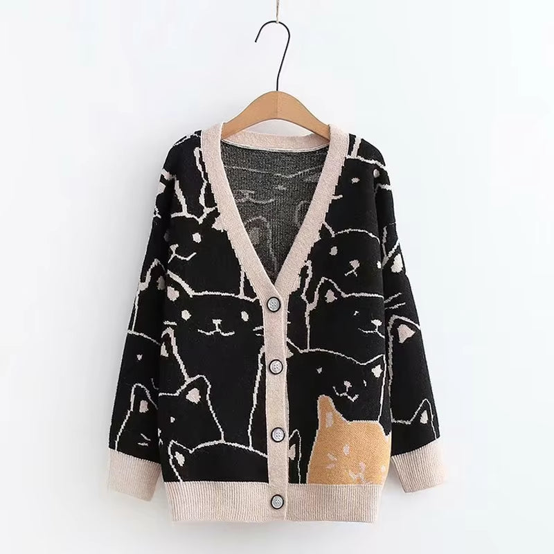 Kawaii Cat Knit Cardigan