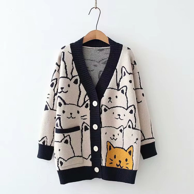 Kawaii Cat Knit Cardigan