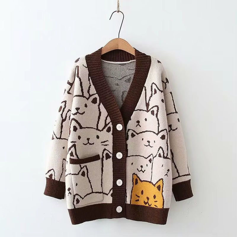 Kawaii Cat Knit Cardigan