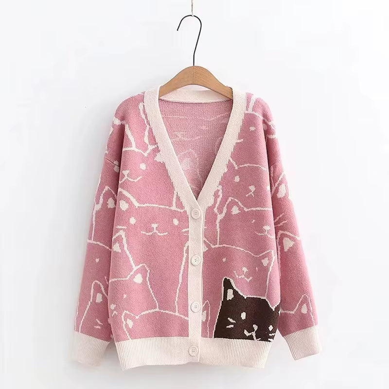 Kawaii Cat Knit Cardigan